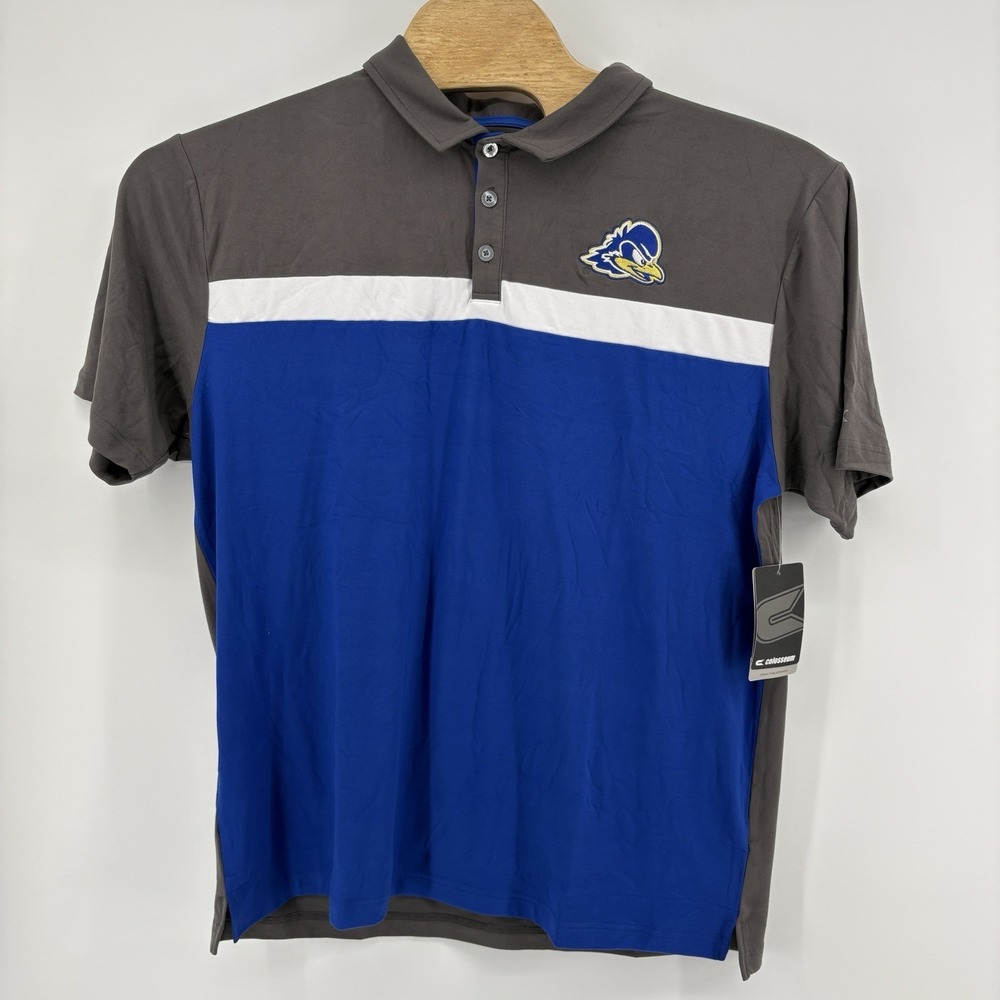 Delaware Fightin Blue Hens Shirt Mens XL Blue Grey NCAA Golf Polo‎ Colosseum